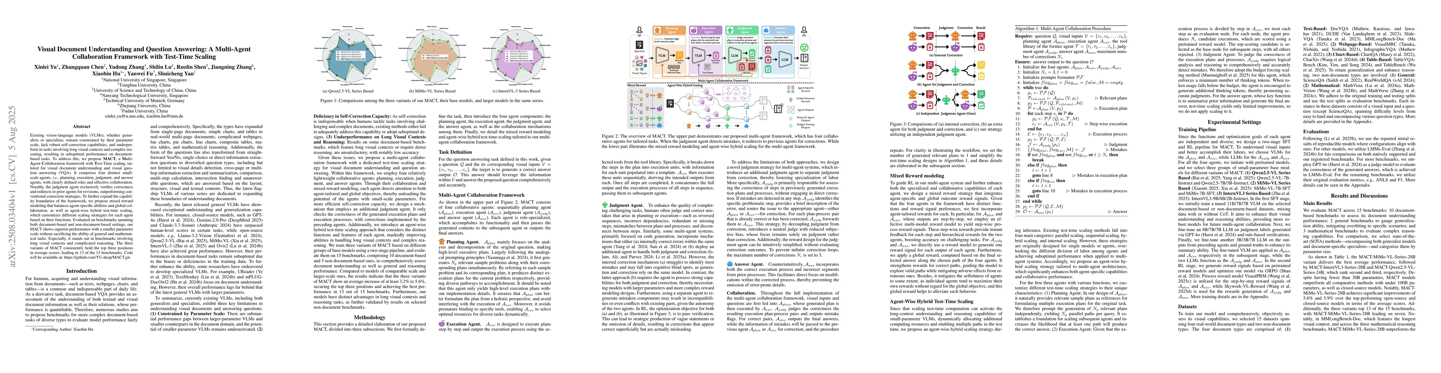 Thumbnail for Visual Document Understanding and Question Answering: A Multi-Agent
  Collaboration Framework with Test-Time Scaling