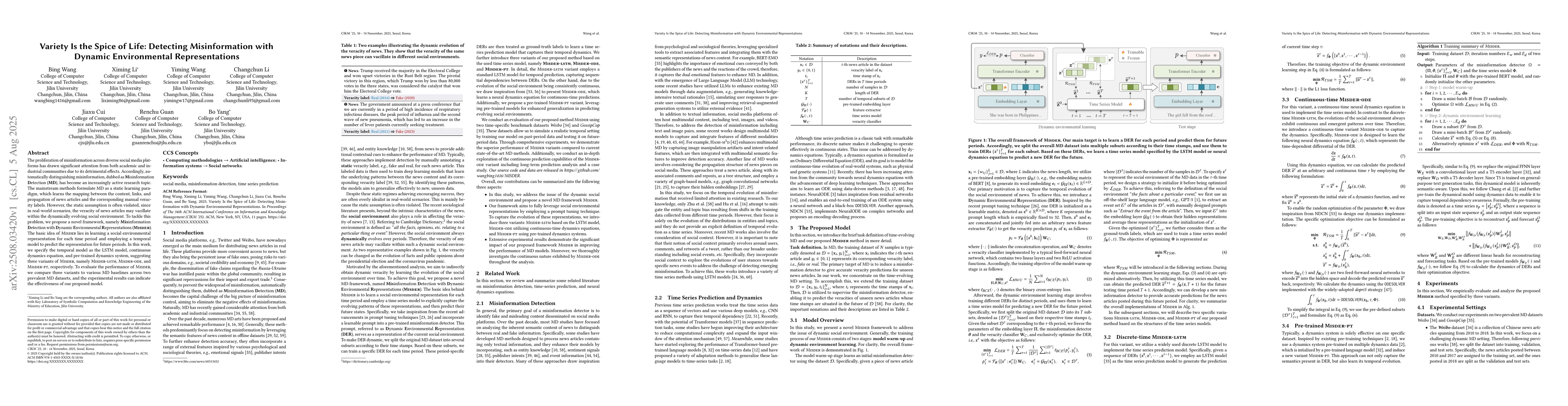 Thumbnail for Variety Is the Spice of Life: Detecting Misinformation with Dynamic
  Environmental Representations