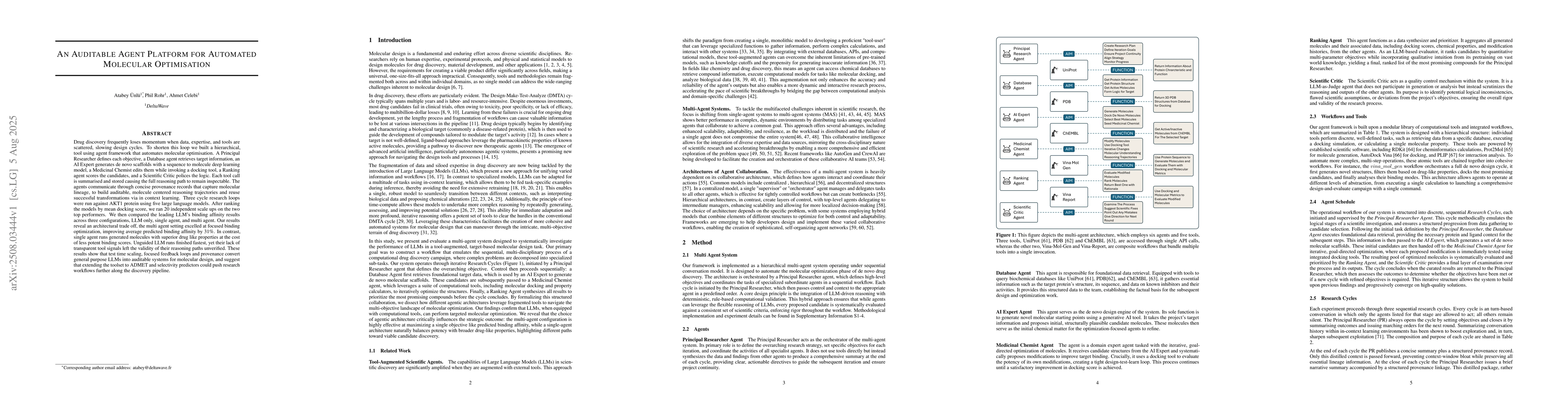Thumbnail for An Auditable Agent Platform For Automated Molecular Optimisation