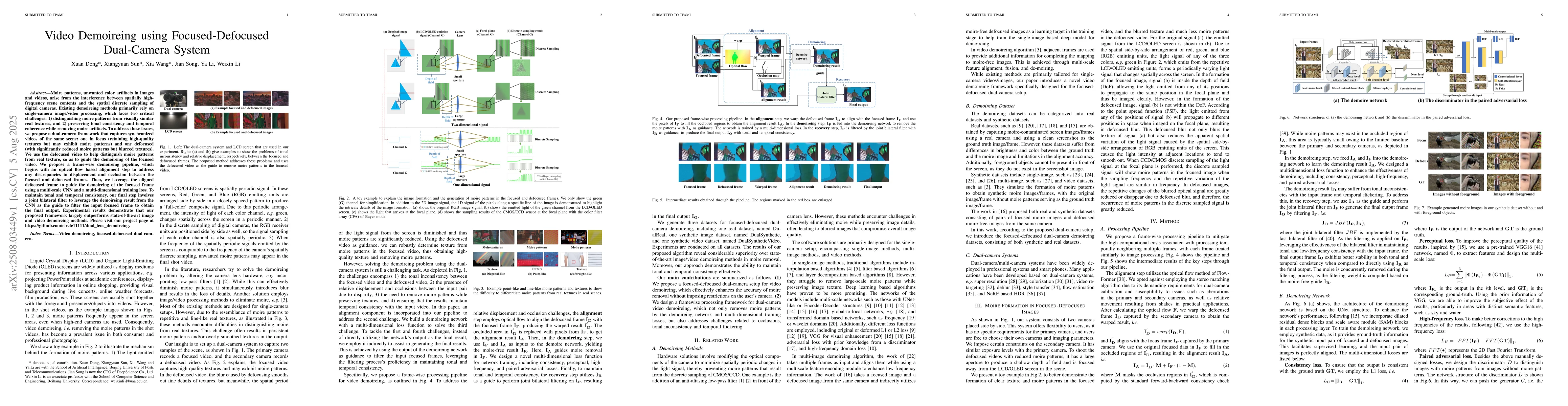 Thumbnail for Video Demoireing using Focused-Defocused Dual-Camera System