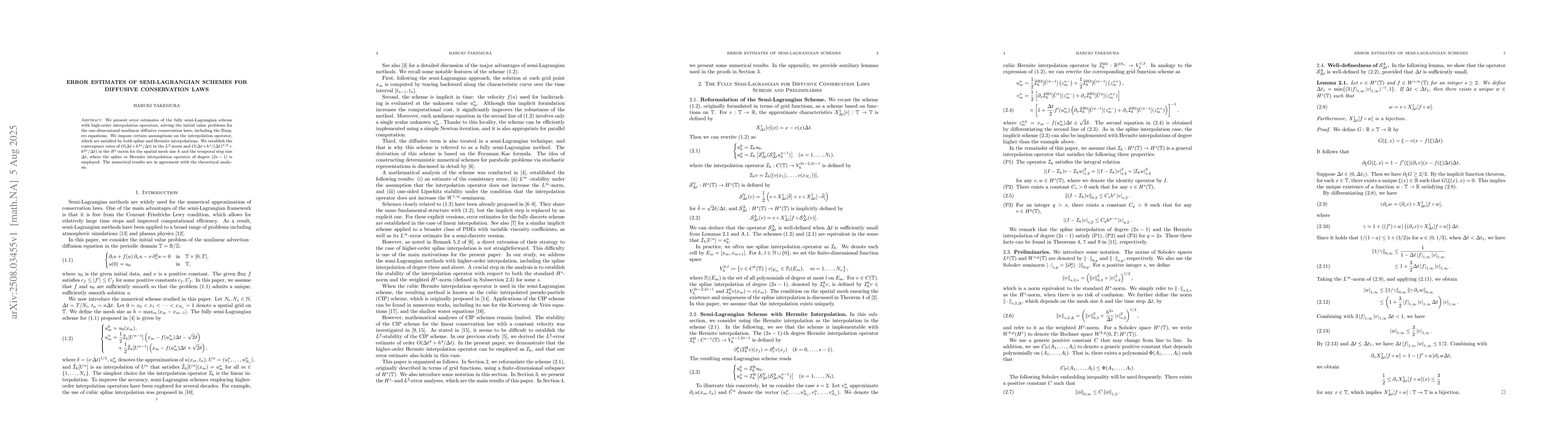 Thumbnail for Error Estimates of Semi-Lagrangian Schemes for Diffusive Conservation
  Laws