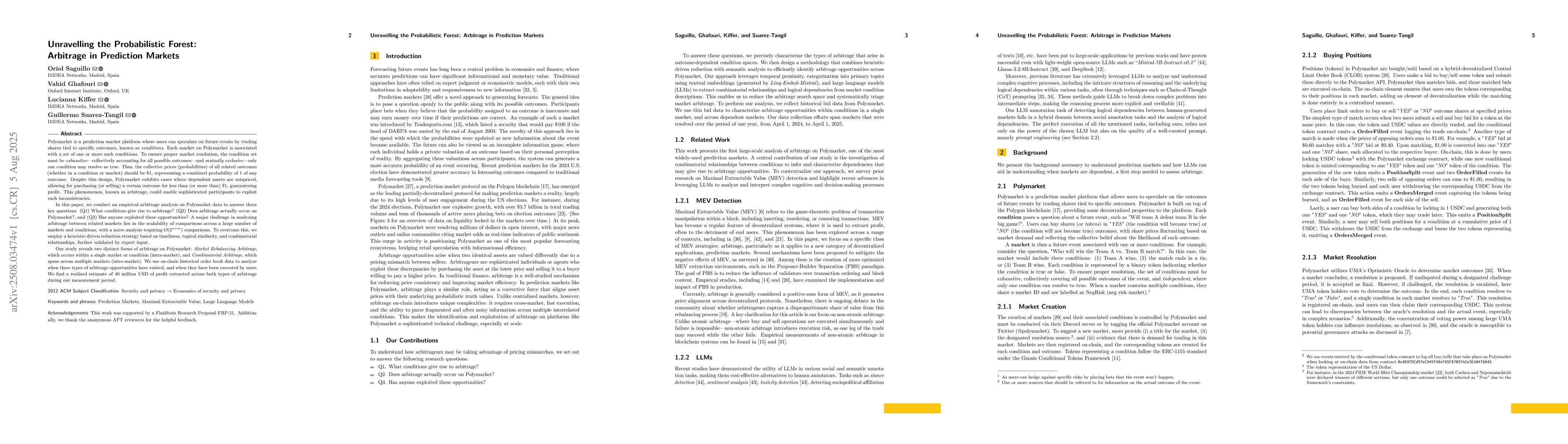 Thumbnail for Unravelling the Probabilistic Forest: Arbitrage in Prediction Markets