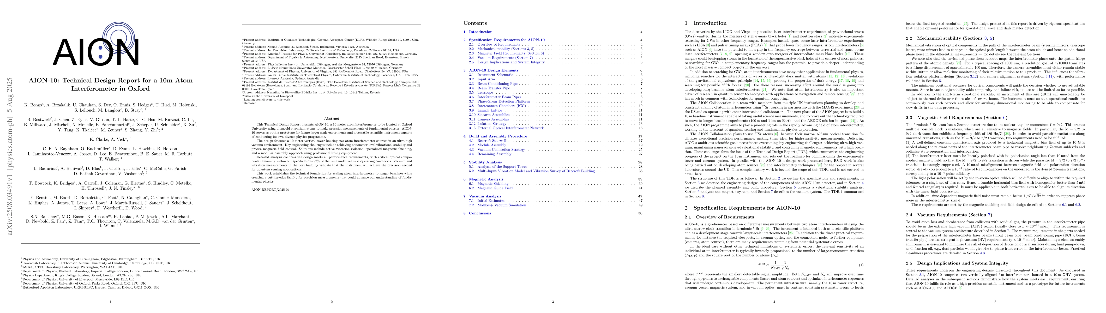 Thumbnail for AION-10: Technical Design Report for a 10m Atom Interferometer in Oxford