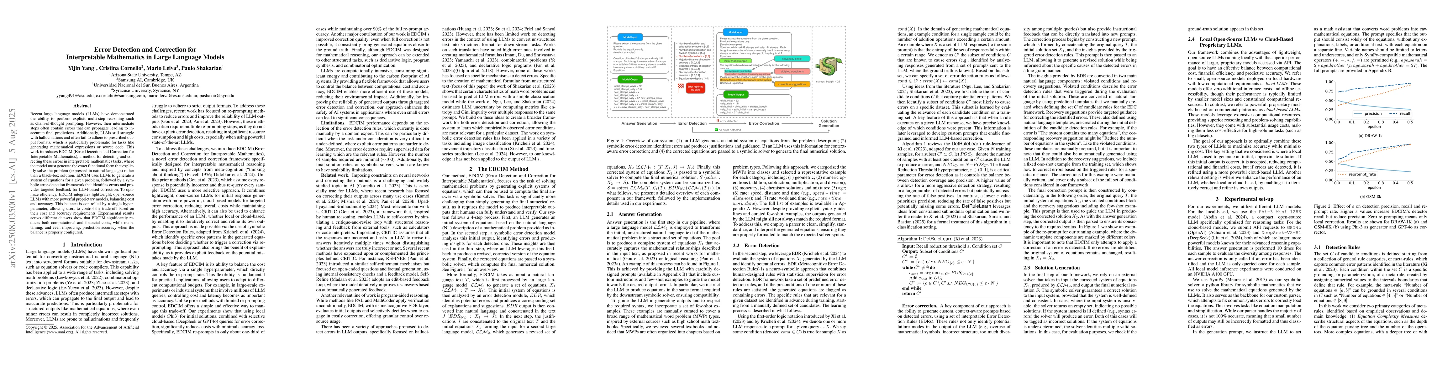 Thumbnail for Error Detection and Correction for Interpretable Mathematics in Large
  Language Models