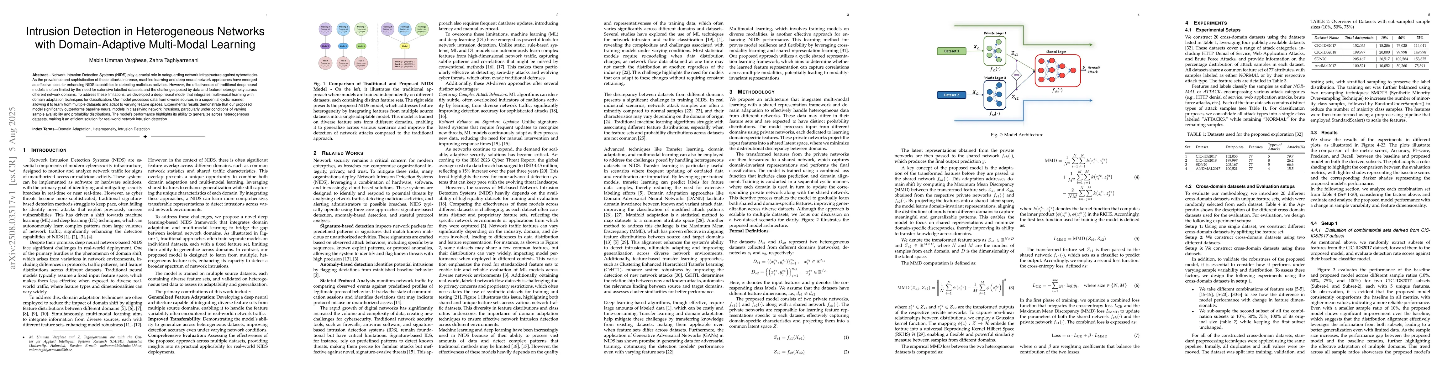 Thumbnail for Intrusion Detection in Heterogeneous Networks with Domain-Adaptive
  Multi-Modal Learning