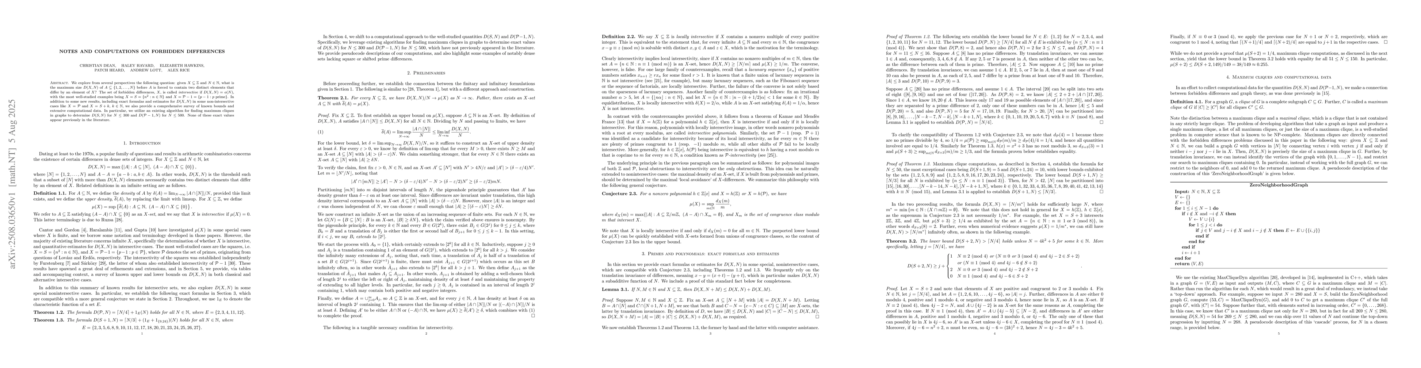 Thumbnail for Notes and computations on forbidden differences