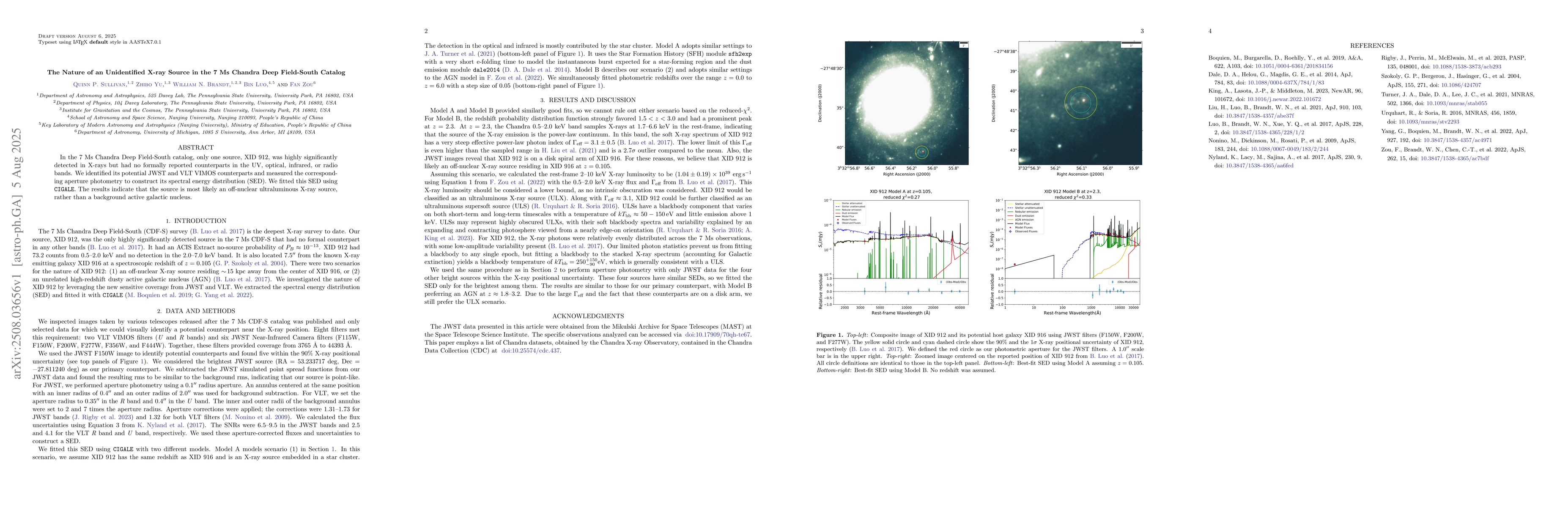 Thumbnail for The Nature of an Unidentified X-ray Source in the 7 Ms Chandra Deep
  Field-South Catalog