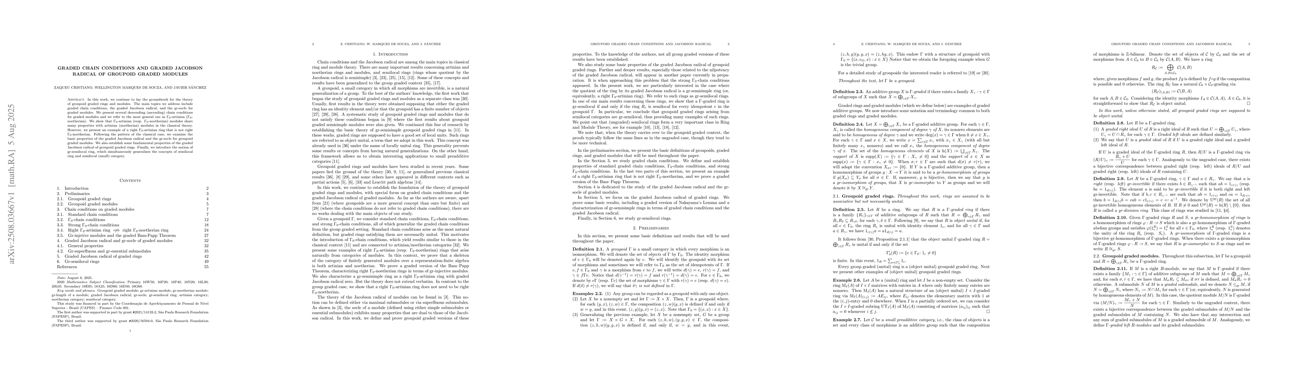Thumbnail for Graded chain conditions and graded Jacobson radical of groupoid graded
  modules