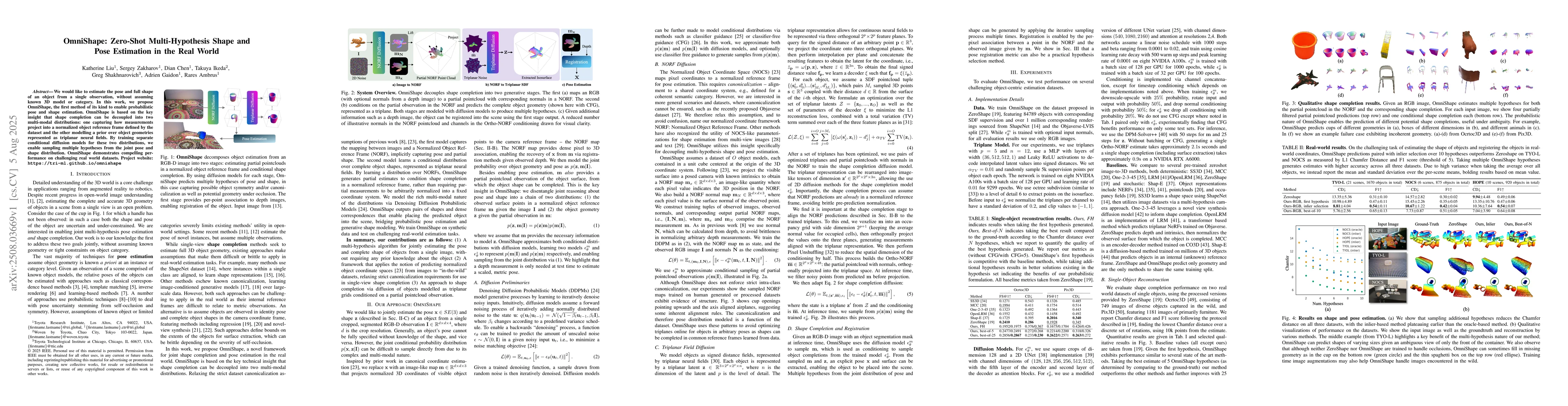 Thumbnail for OmniShape: Zero-Shot Multi-Hypothesis Shape and Pose Estimation in the
  Real World