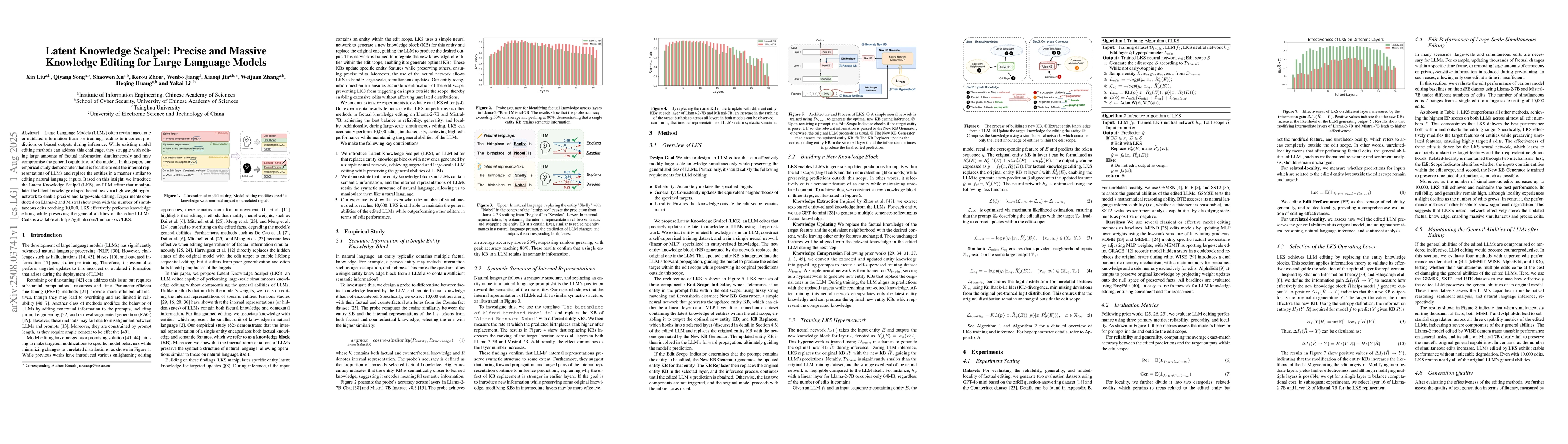Thumbnail for Latent Knowledge Scalpel: Precise and Massive Knowledge Editing for
  Large Language Models