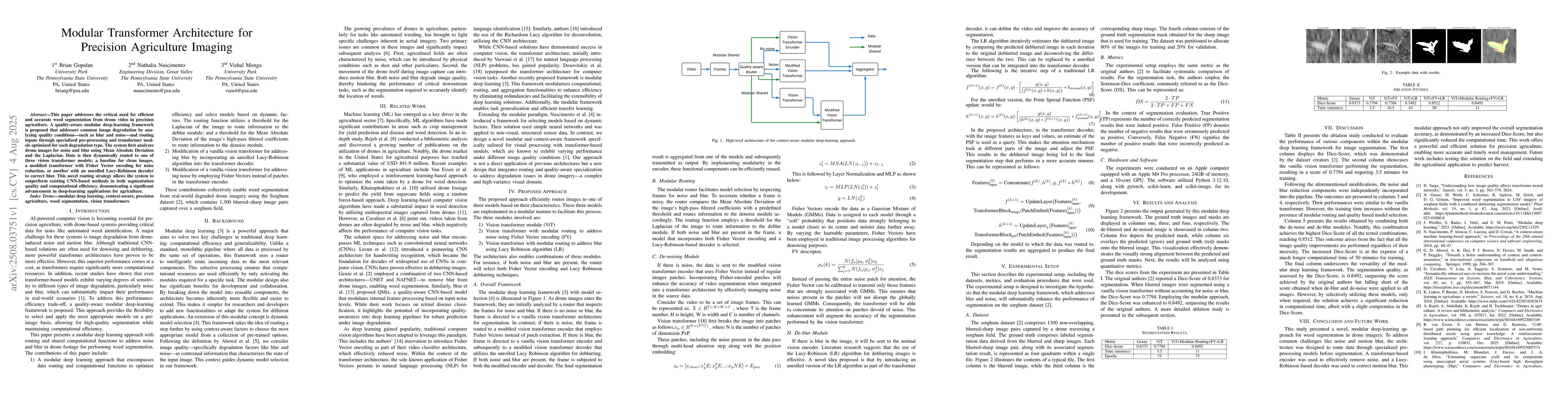 Thumbnail for Modular Transformer Architecture for Precision Agriculture Imaging