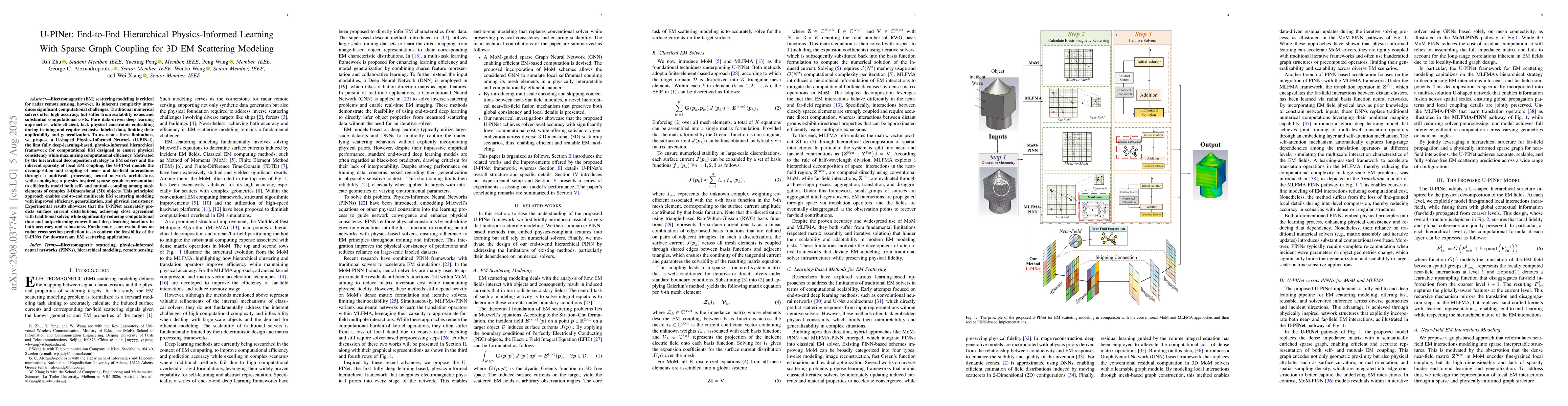 Thumbnail for U-PINet: End-to-End Hierarchical Physics-Informed Learning With Sparse
  Graph Coupling for 3D EM Scattering Modeling
