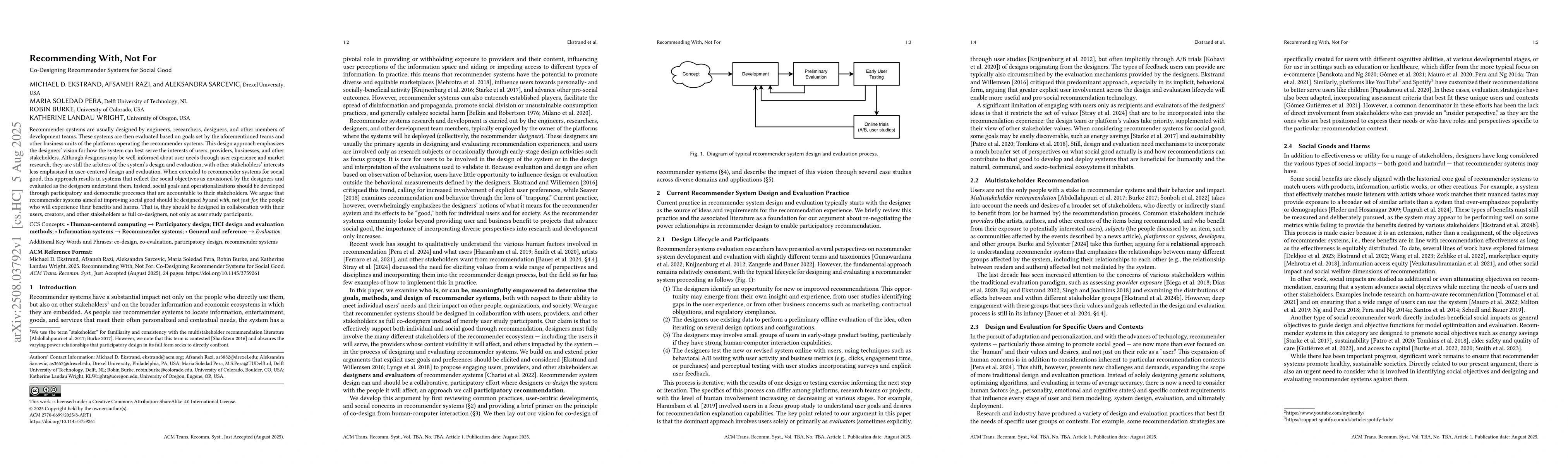 Thumbnail for Recommending With, Not For: Co-Designing Recommender Systems for Social
  Good