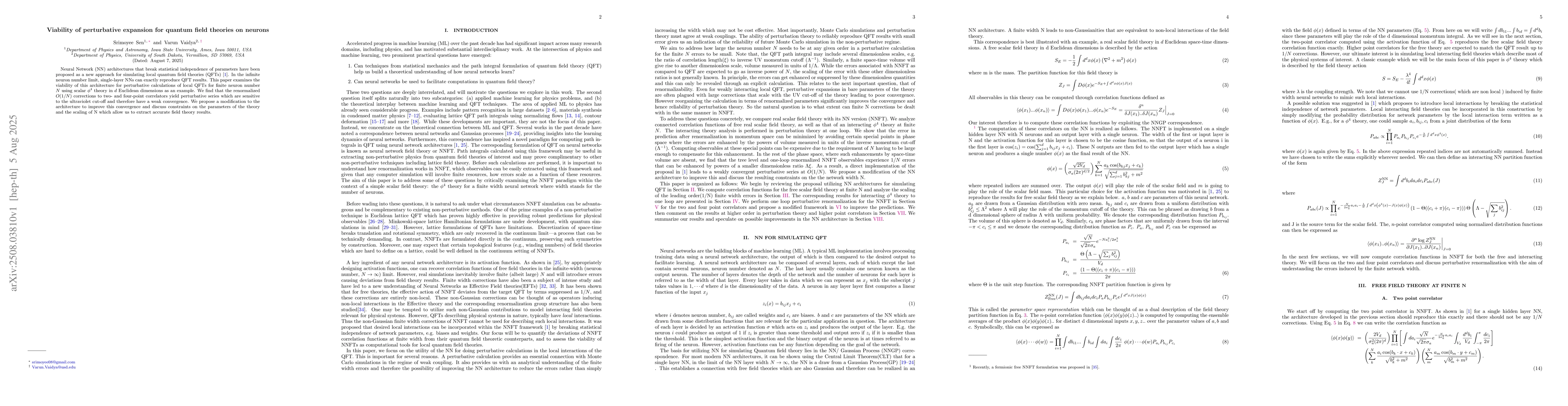 Thumbnail for Viability of perturbative expansion for quantum field theories on
  neurons