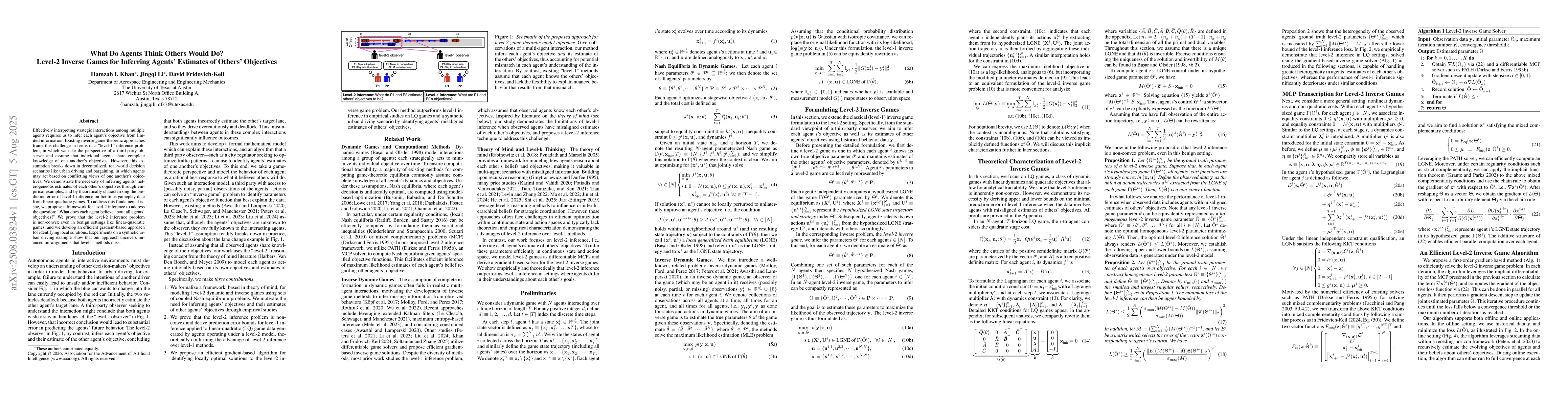 Thumbnail for What Do Agents Think Others Would Do? Level-2 Inverse Games for
  Inferring Agents' Estimates of Others' Objectives