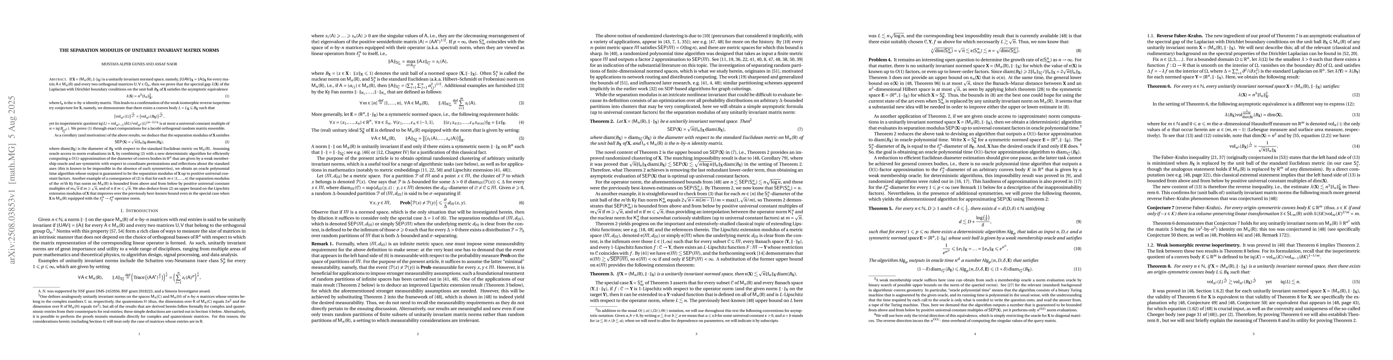 Thumbnail for The separation modulus of unitarily invariant matrix norms