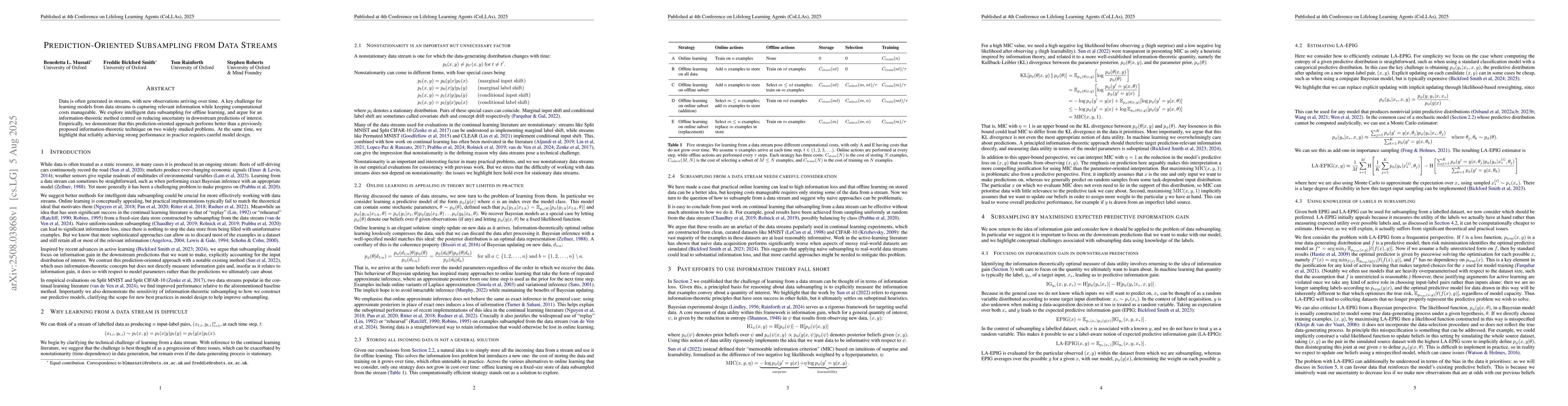 Thumbnail for Prediction-Oriented Subsampling from Data Streams
