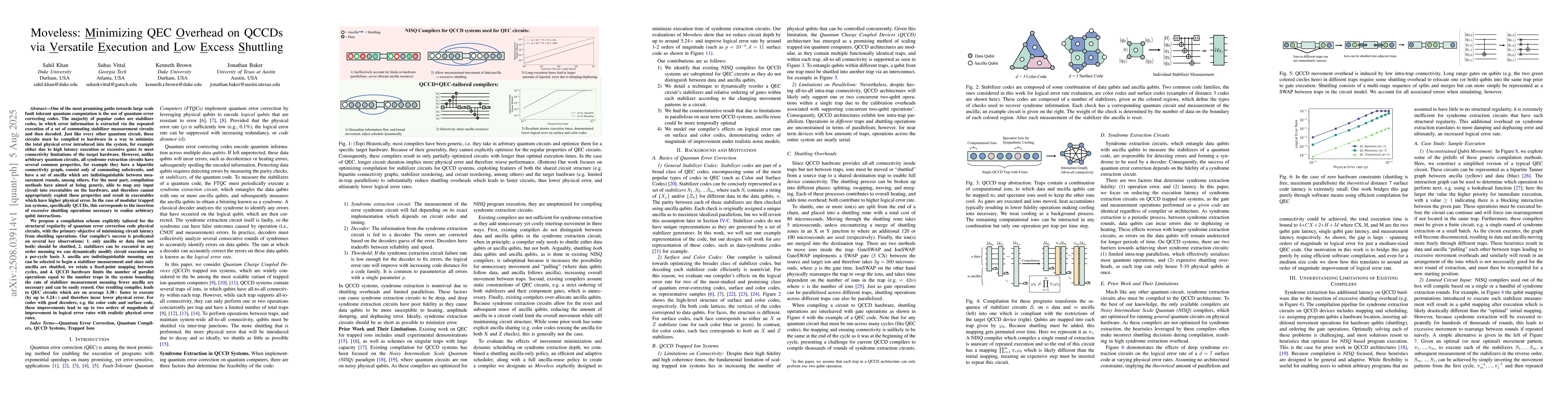 Thumbnail for Moveless: Minimizing Overhead on QCCDs via Versatile Execution and Low
  Excess Shuttling