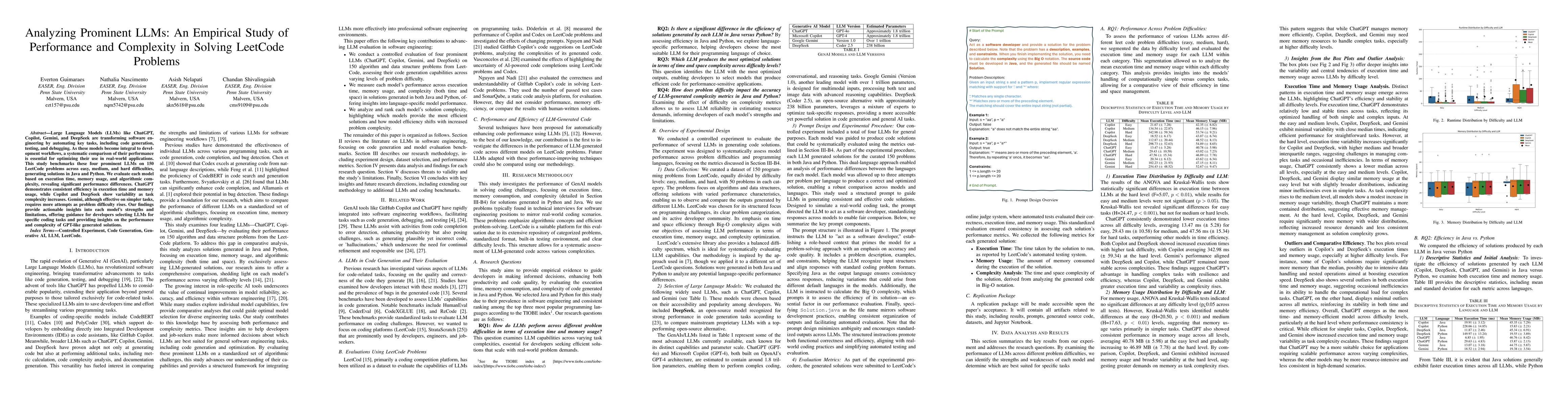 Thumbnail for Analyzing Prominent LLMs: An Empirical Study of Performance and
  Complexity in Solving LeetCode Problems
