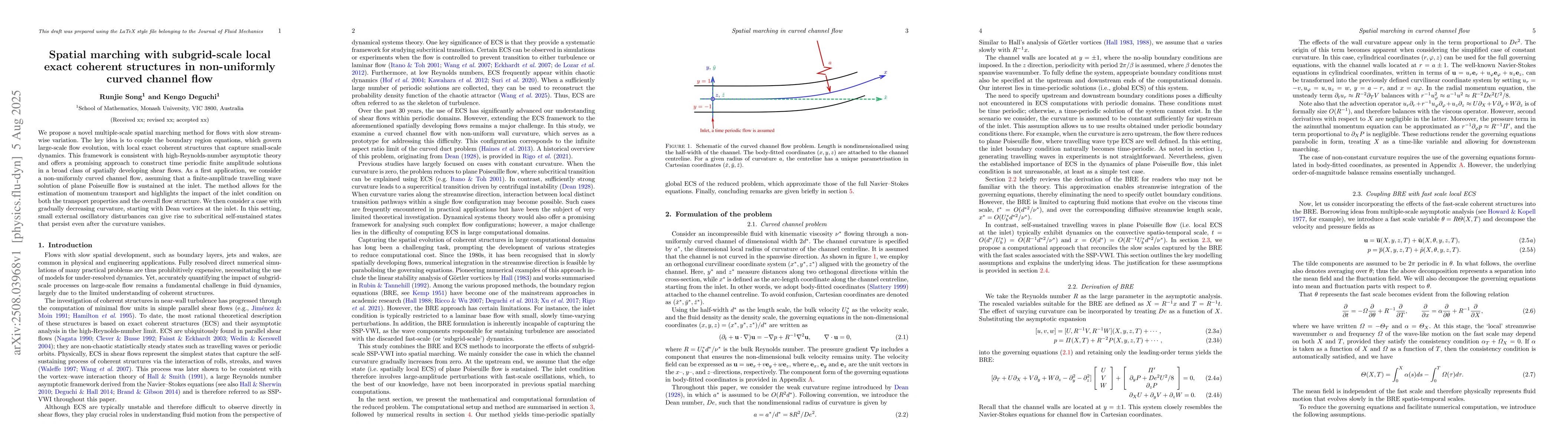 Thumbnail for Spatial marching with subgrid-scale local exact coherent structures in
  non-uniformly curved channel flow