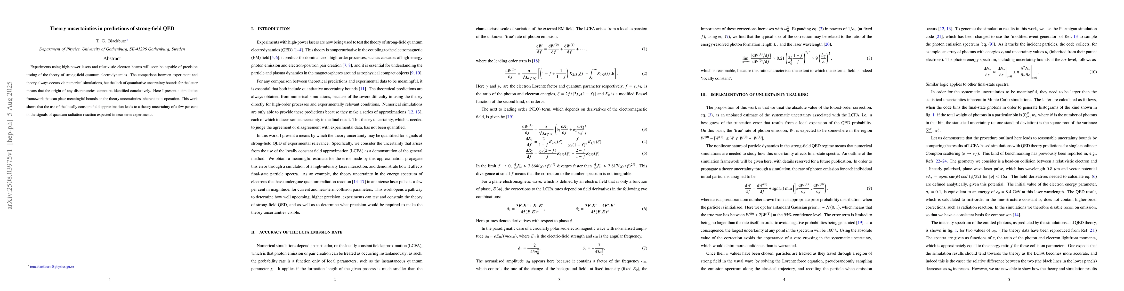 Thumbnail for Theory uncertainties in predictions of strong-field QED