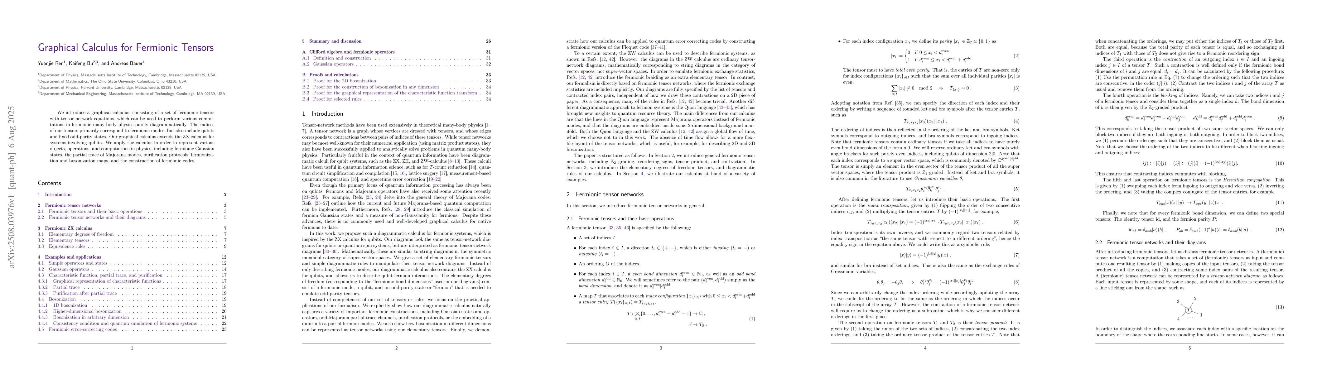 Thumbnail for Graphical Calculus for Fermionic Tensors