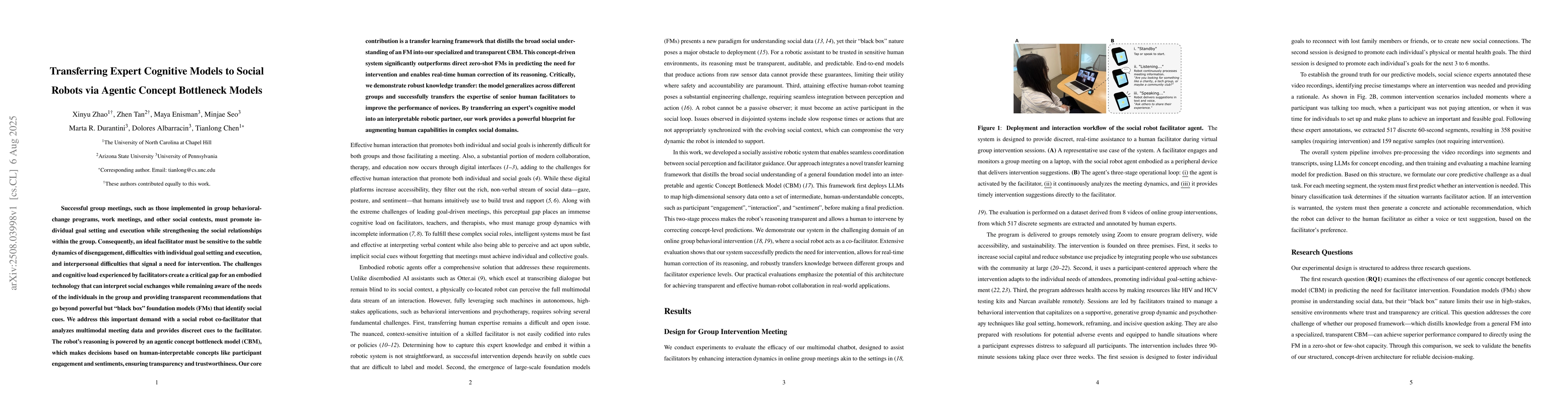 Thumbnail for Transferring Expert Cognitive Models to Social Robots via Agentic
  Concept Bottleneck Models