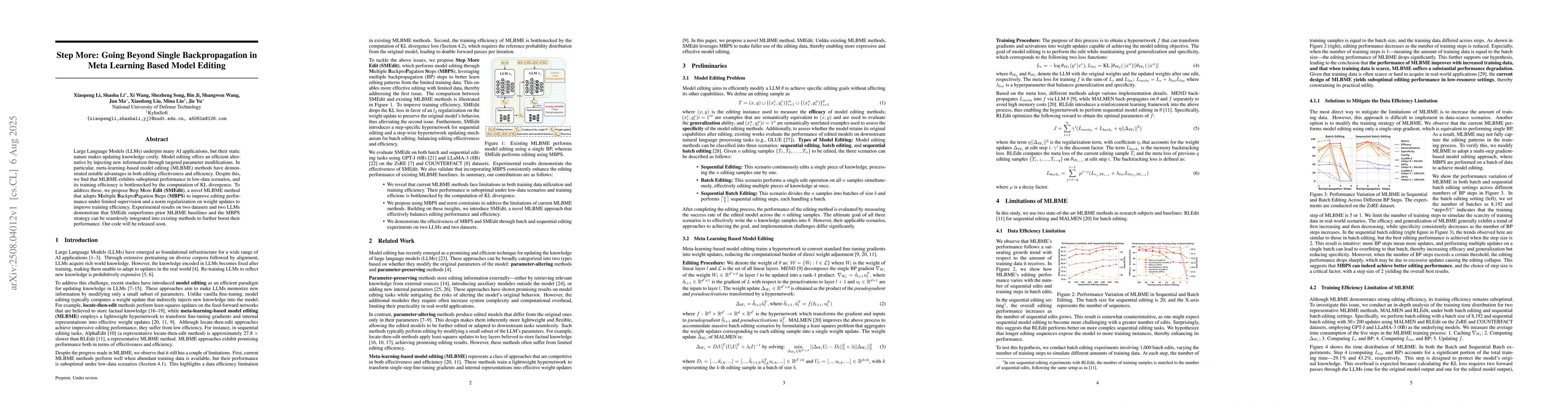 Thumbnail for Step More: Going Beyond Single Backpropagation in Meta Learning Based
  Model Editing