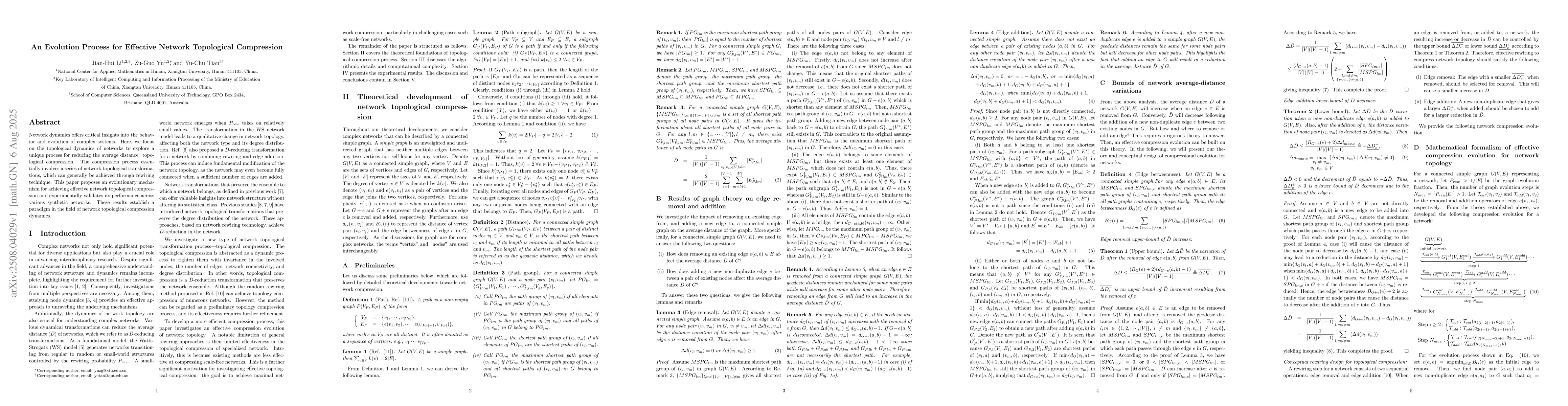 Thumbnail for An Evolution Process for Effective Network Topological Compression
