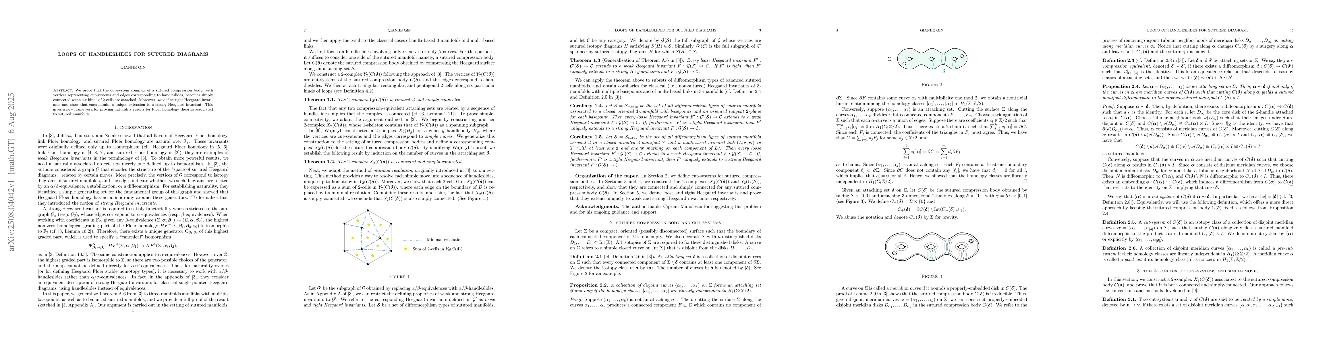 Thumbnail for Loops of handleslides for sutured diagrams