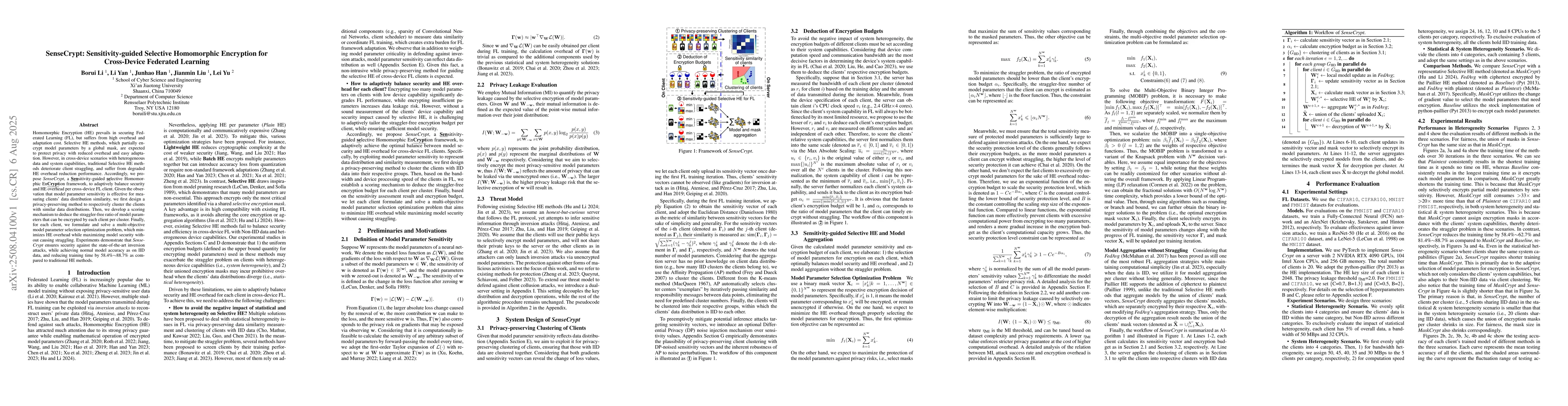 Thumbnail for SenseCrypt: Sensitivity-guided Selective Homomorphic Encryption for
  Joint Federated Learning in Cross-Device Scenarios