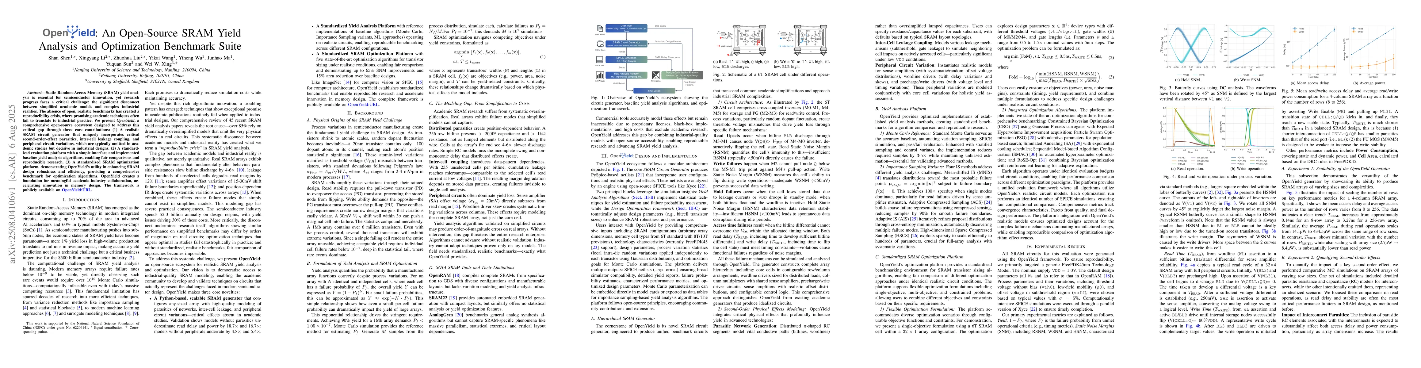 Thumbnail for OpenYield: An Open-Source SRAM Yield Analysis and Optimization Benchmark
  Suite