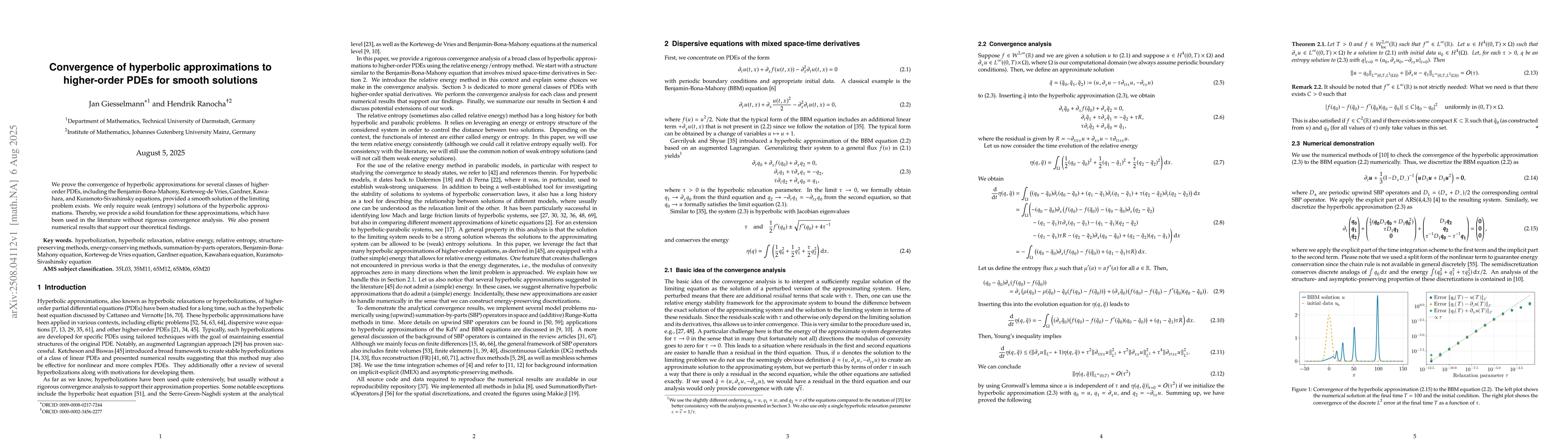 Thumbnail for Convergence of hyperbolic approximations to higher-order PDEs for smooth
  solutions