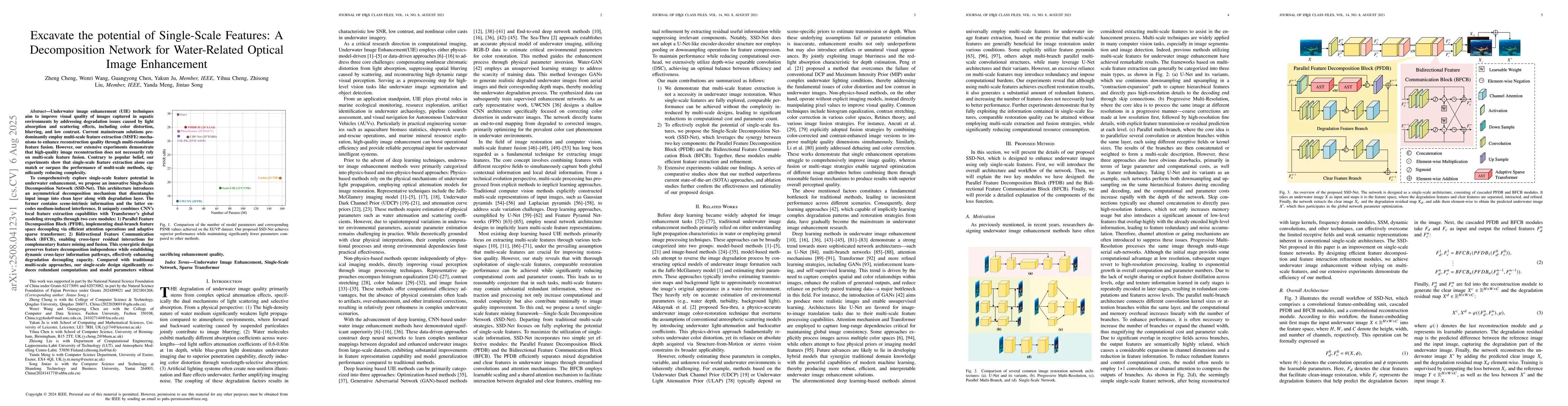 Thumbnail for Excavate the potential of Single-Scale Features: A Decomposition Network
  for Water-Related Optical Image Enhancement