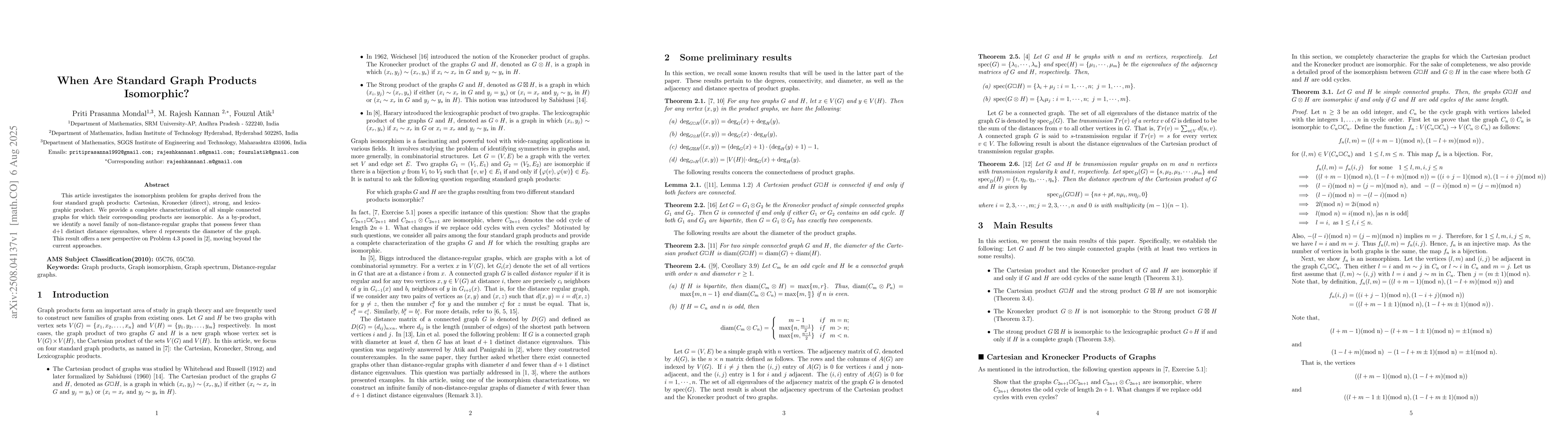 Thumbnail for When Are Standard Graph Products Isomorphic?