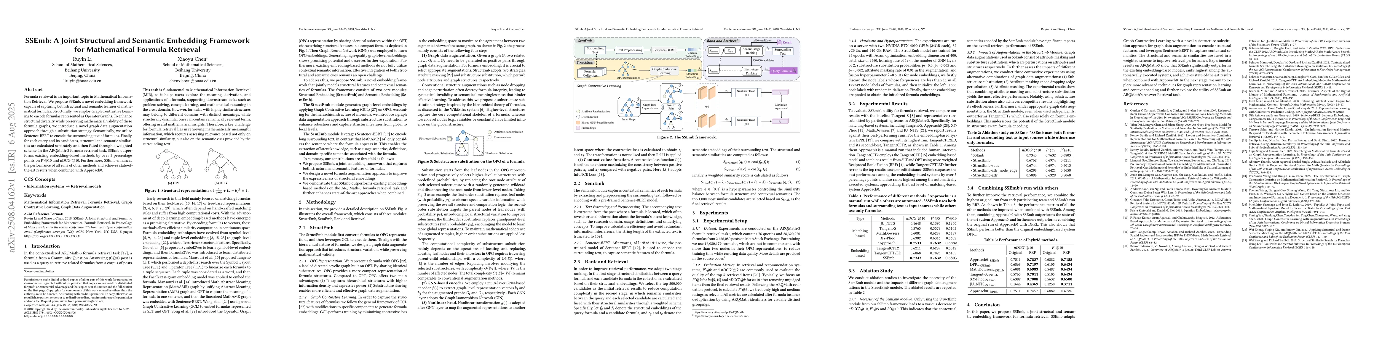 Thumbnail for SSEmb: A Joint Structural and Semantic Embedding Framework for
  Mathematical Formula Retrieval