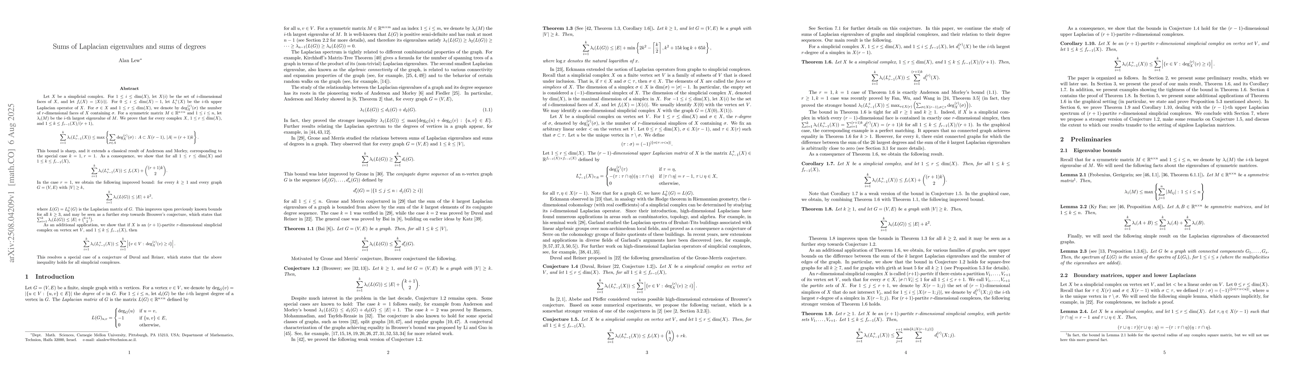 Thumbnail for Sums of Laplacian eigenvalues and sums of degrees