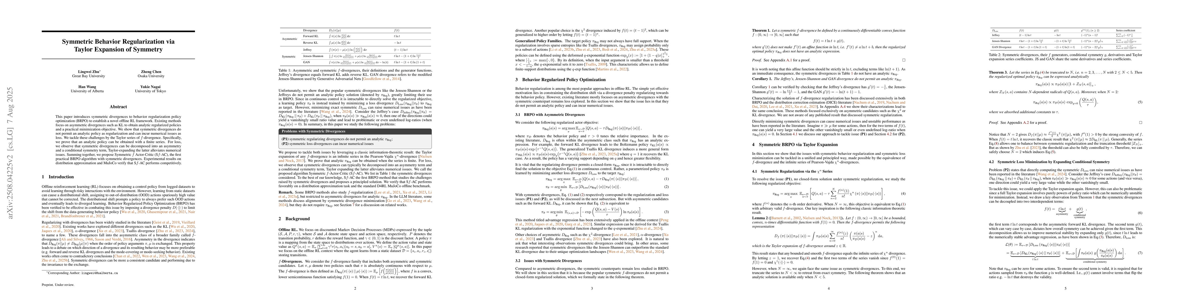 Thumbnail for Symmetric Behavior Regularization via Taylor Expansion of Symmetry
