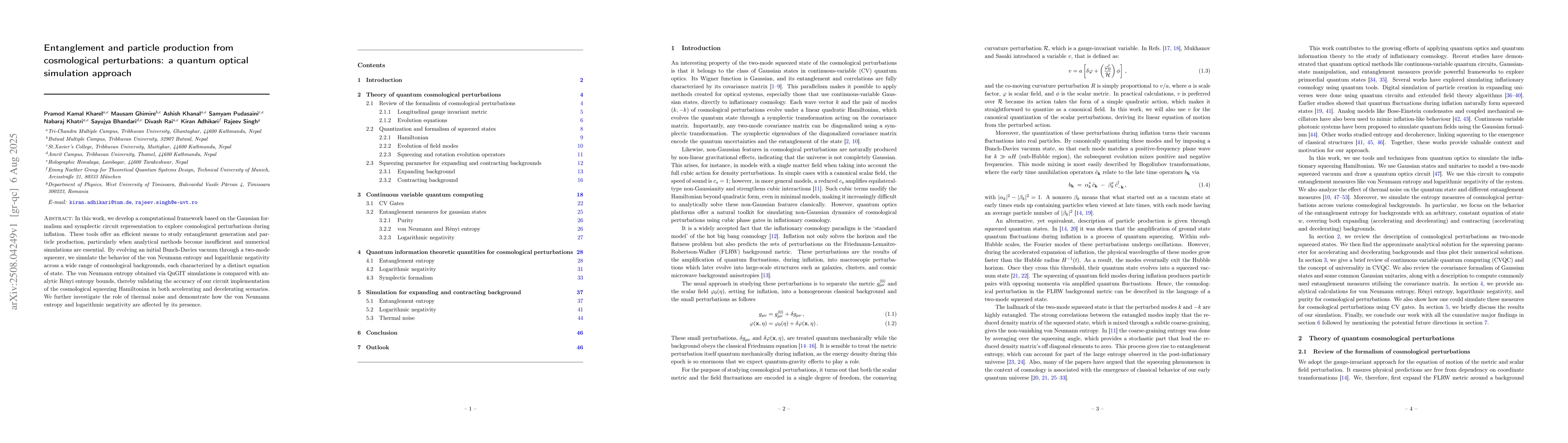 Thumbnail for Entanglement and particle production from cosmological perturbations: a
  quantum optical simulation approach