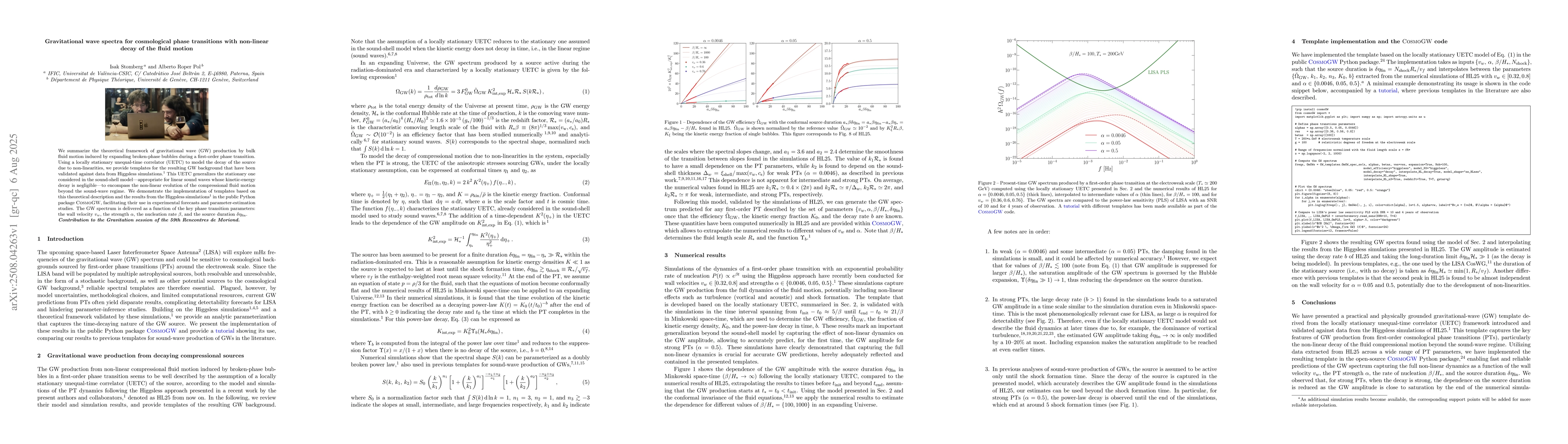 Thumbnail for Gravitational wave spectra for cosmological phase transitions with
  non-linear decay of the fluid motion