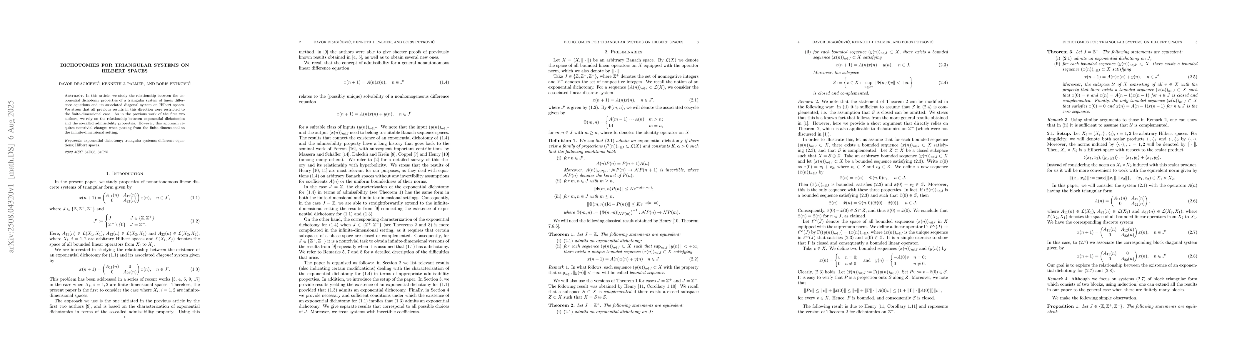 Thumbnail for Dichotomies for triangular systems on Hilbert spaces