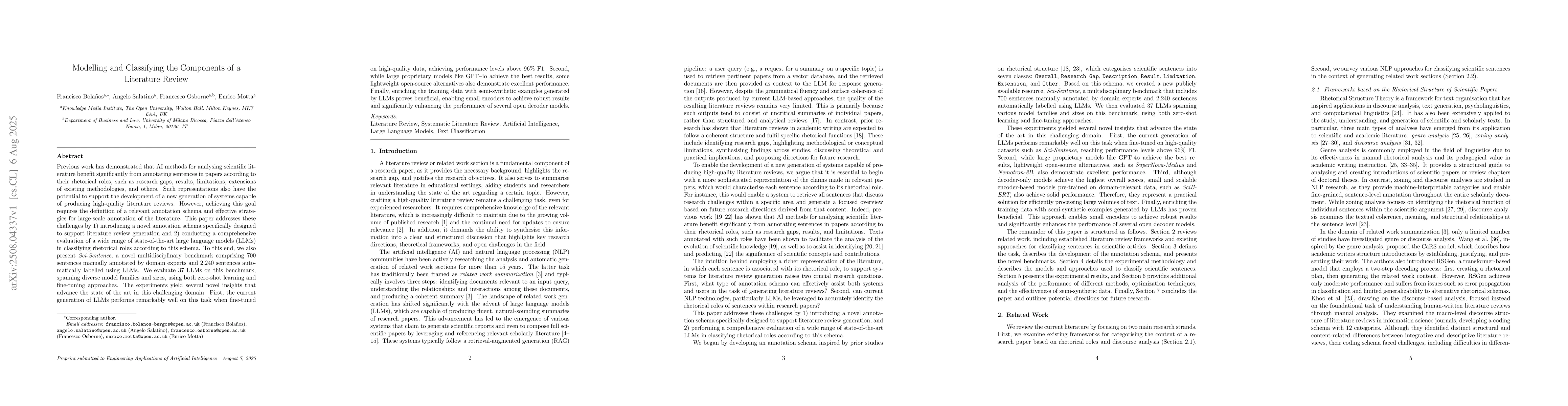 Thumbnail for Modelling and Classifying the Components of a Literature Review