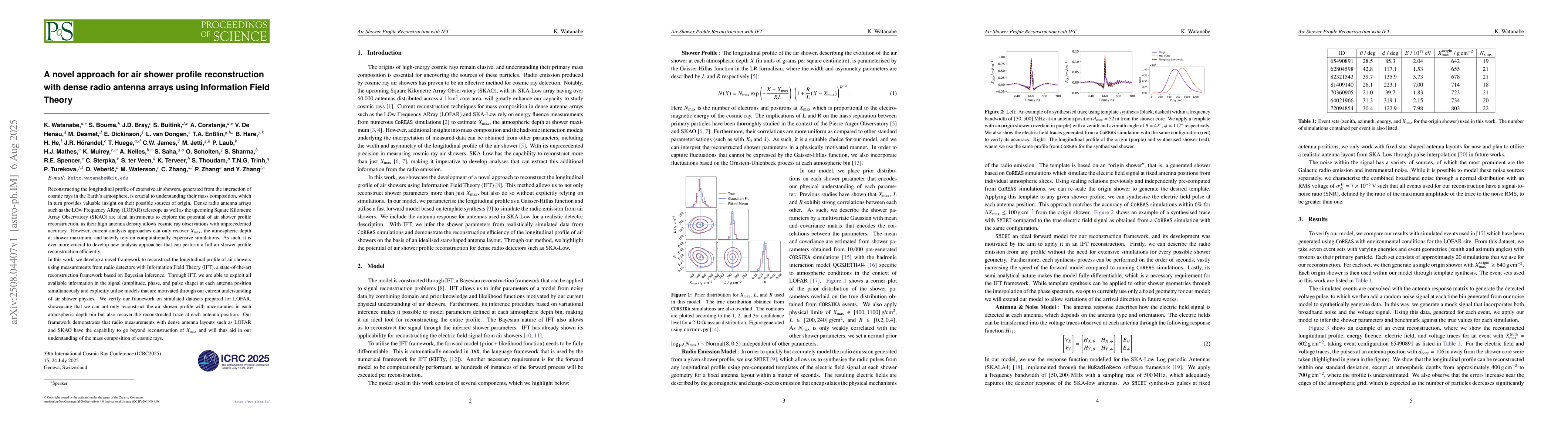 Thumbnail for A novel approach for air shower profile reconstruction with dense radio
  antenna arrays using Information Field Theory