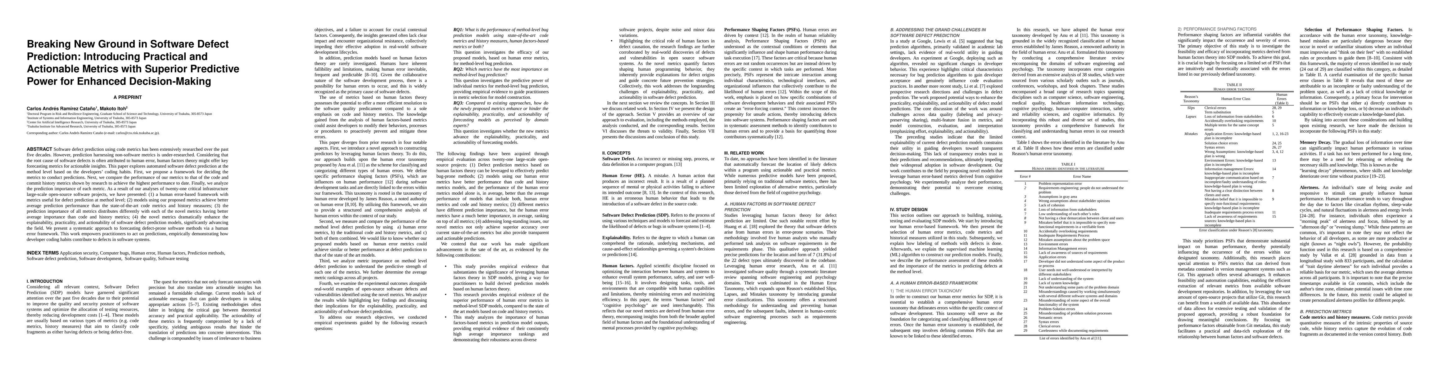 Thumbnail for Breaking New Ground in Software Defect Prediction: Introducing Practical
  and Actionable Metrics with Superior Predictive Power for Enhanced
  Decision-Making