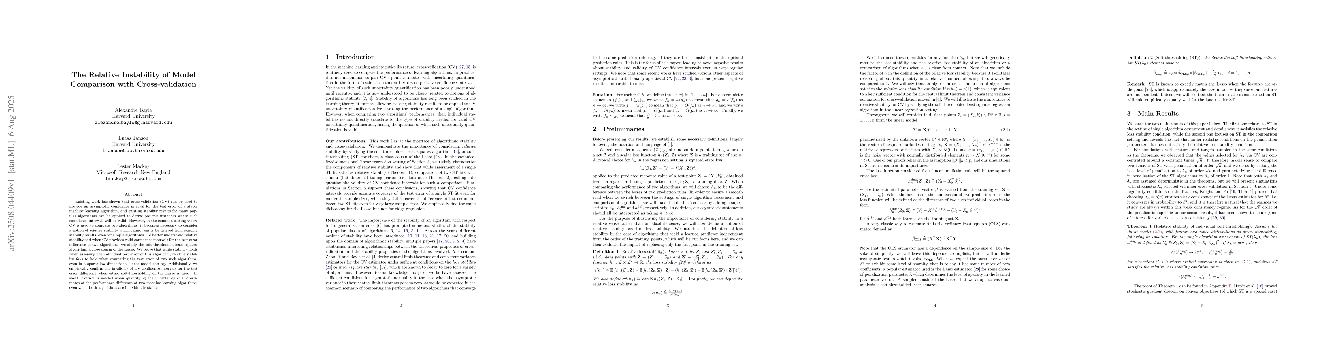 Thumbnail for The Relative Instability of Model Comparison with Cross-validation