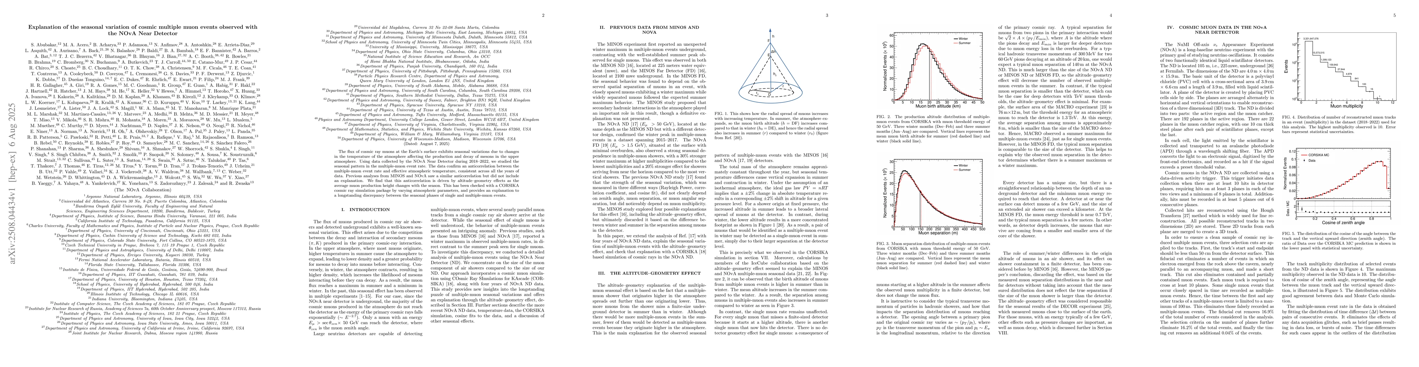 Thumbnail for Explanation of the seasonal variation of cosmic multiple muon events
  observed with the NOvA Near Detector