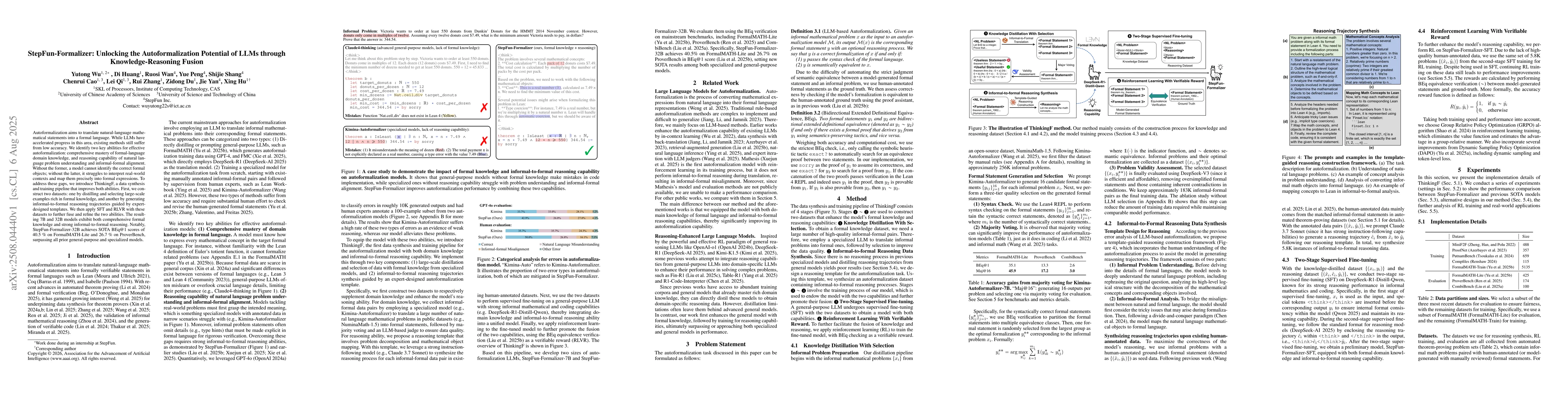 Thumbnail for StepFun-Formalizer: Unlocking the Autoformalization Potential of LLMs
  through Knowledge-Reasoning Fusion