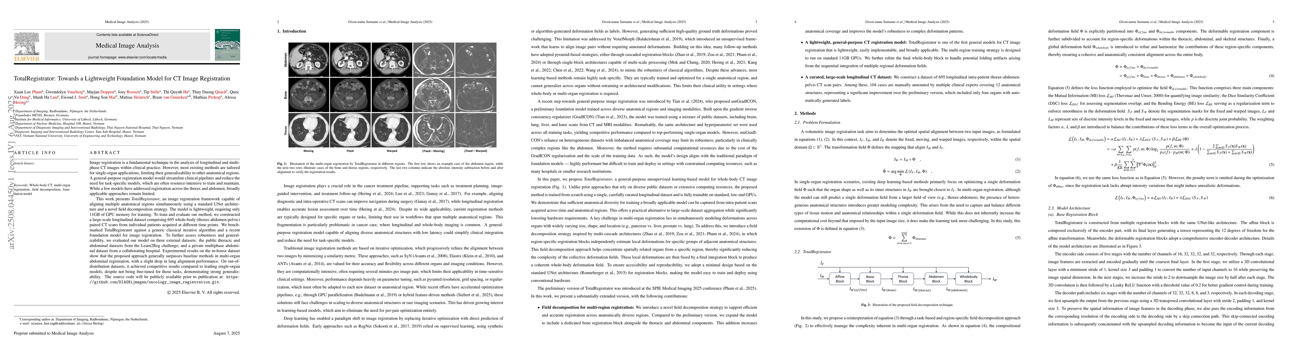 Thumbnail for TotalRegistrator: Towards a Lightweight Foundation Model for CT Image
  Registration