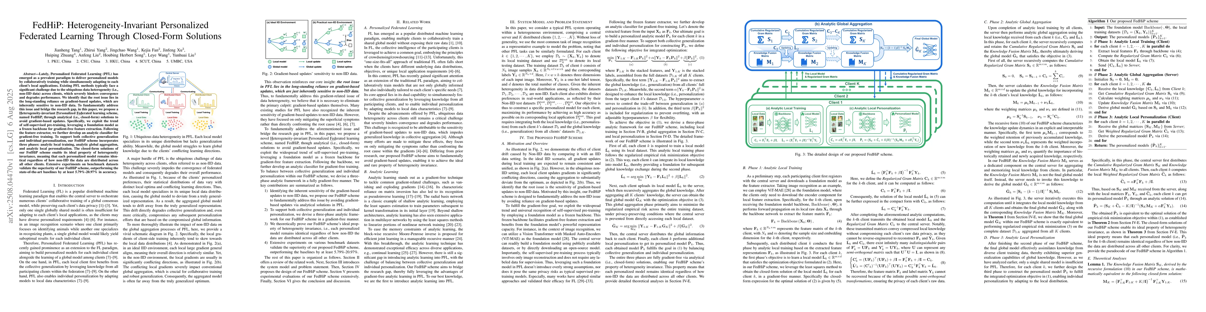 Thumbnail for FedHiP: Heterogeneity-Invariant Personalized Federated Learning Through
  Closed-Form Solutions