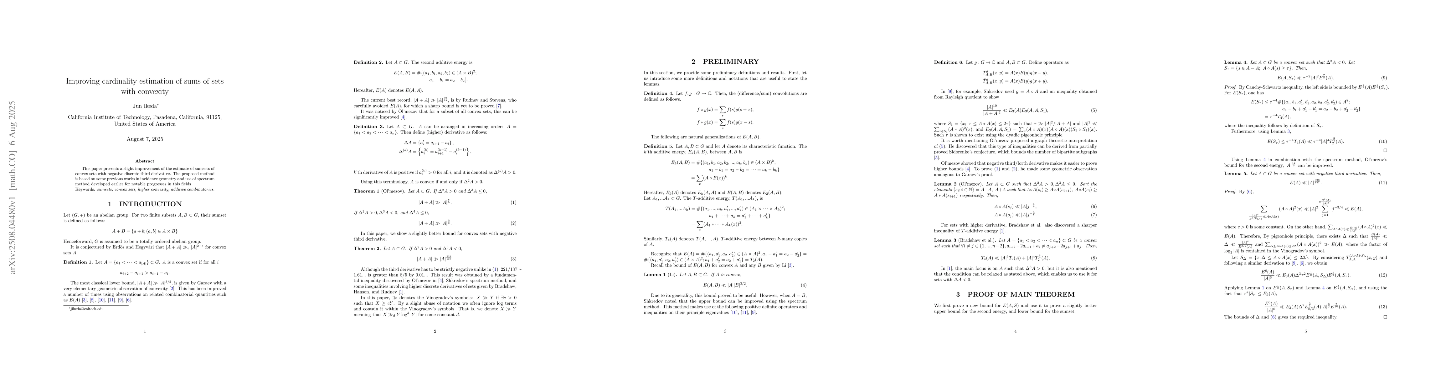 Thumbnail for Improving cardinality estimation of sums of sets with convexity